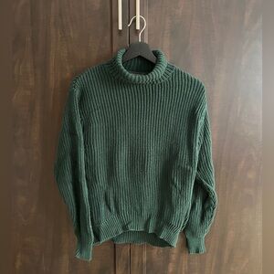 French Connection Cotton Green Turtleneck Sweater